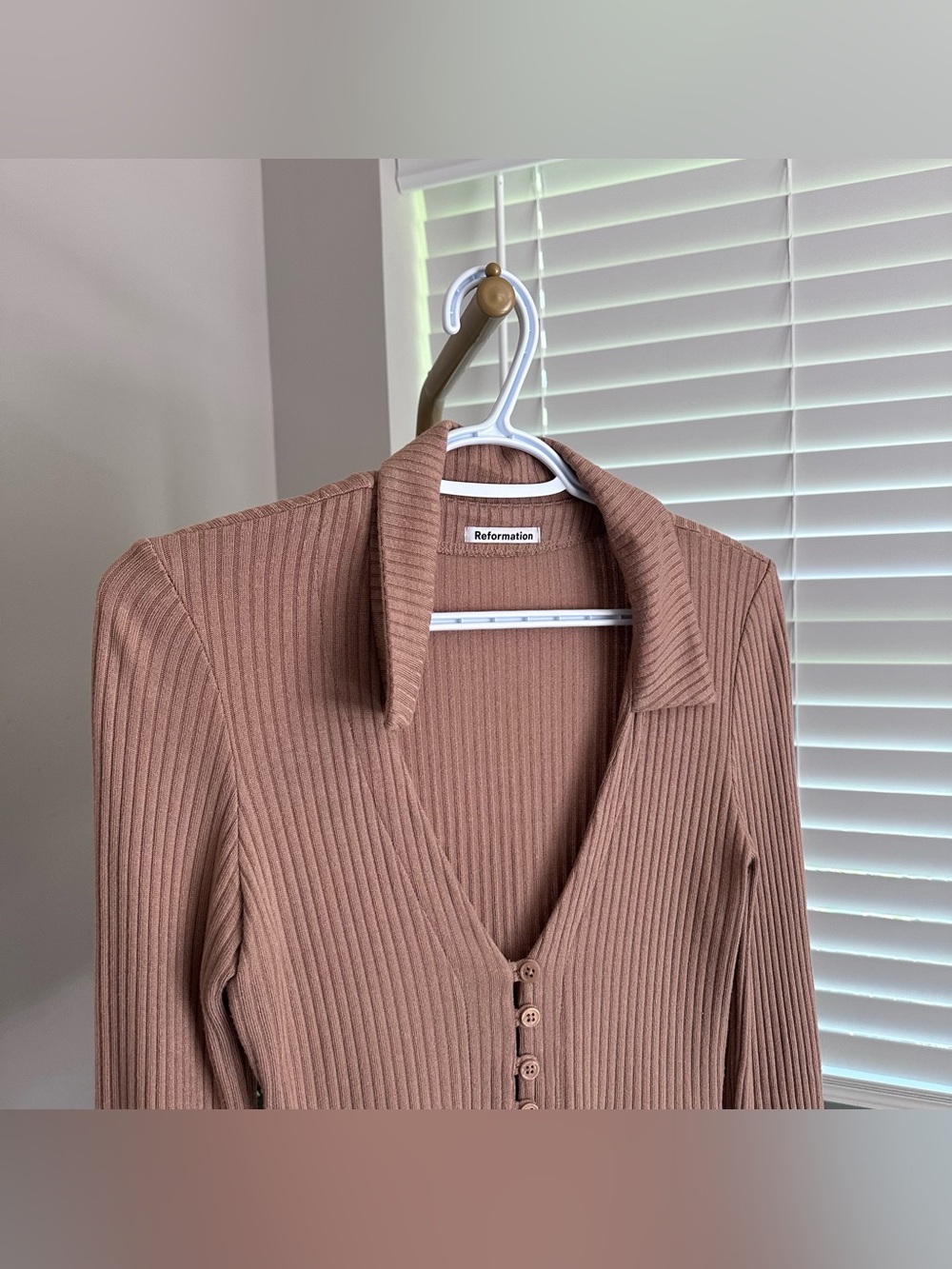 Reformation Ribbed Button-Front Top - Picture 2 of 8